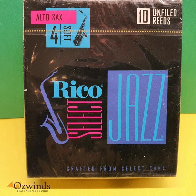 10 Rico Select Jazz Alto Sax Reeds, Strength 4 Soft Unfiled (Old Stock)