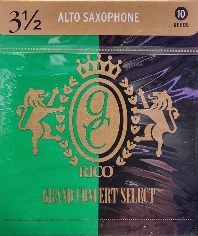 10 Rico Grand Concert Select Alto Saxophone Reeds, Strength 3 1/2