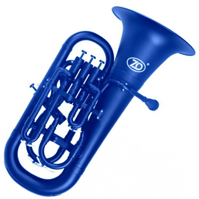 ZO Matt Blue Blast Plastic 4 Valve Euphonium with Carry Bag.