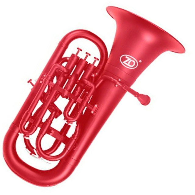 ZO Matt Racing Red Plastic 4 Valve Euphonium with Carry Bag.