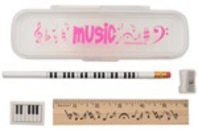 PENCIL CASE SET MAGENTA MUSIC IMPRINT