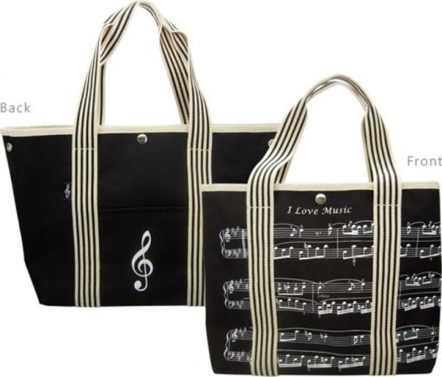 Canvas Tote Bag With Sheet Music Design