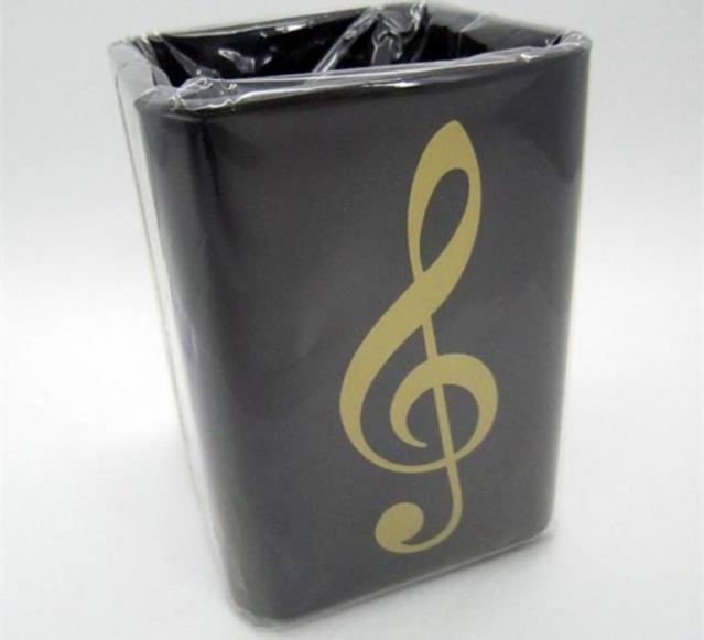 Gold Treble Clef Sq Plstc Pen Holder