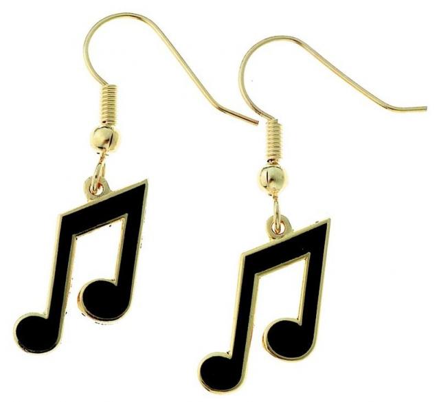 Earrings 8th Note Black