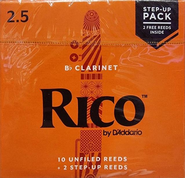 12 Rico Clarinet Reeds 10 + 2 Free Upgrade Reeds Strength 2 1/2