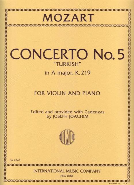 Mozart - Concerto No 5 A K 219 Violin/piano Ed Joachim