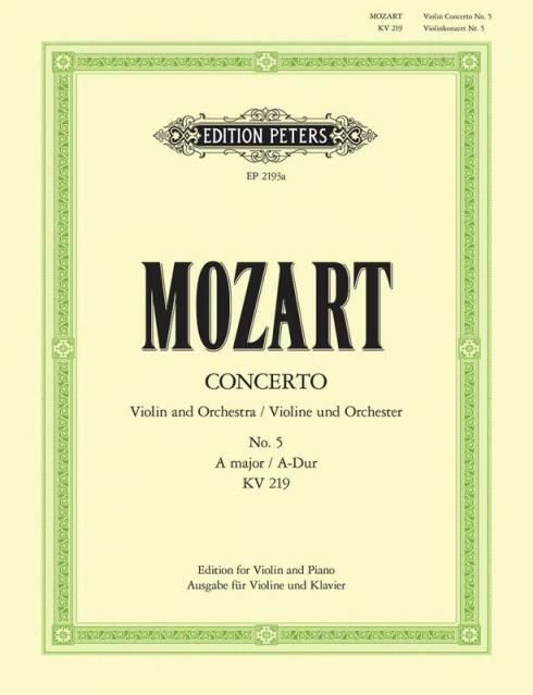 Mozart - Concerto No 5 A K 219 Violin/piano