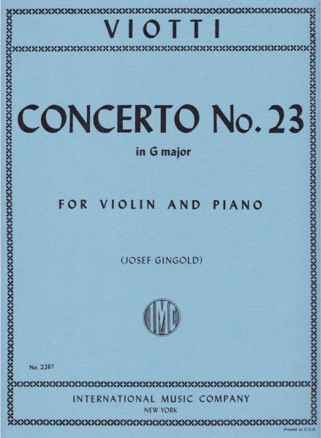 Concerto No 23 G Arr Gingold Vln Pno