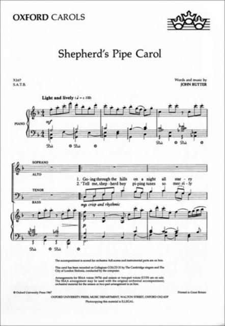 Shepherds Pipe Carol Satb/pno