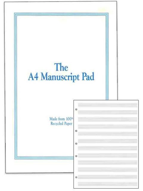 MANUSCRIPT PAD RECYCLED A4 50PP 12 STAVE