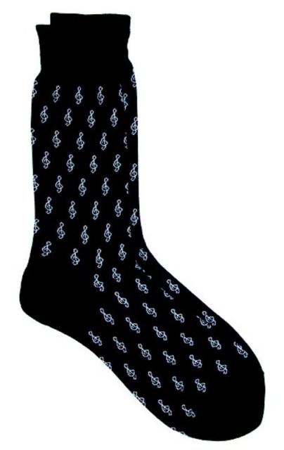 Socks Mini G Clef White On Black Mens