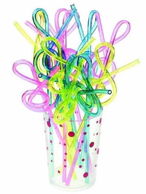 Plastic Straws Asstd Colours G Clef Pack Of 12