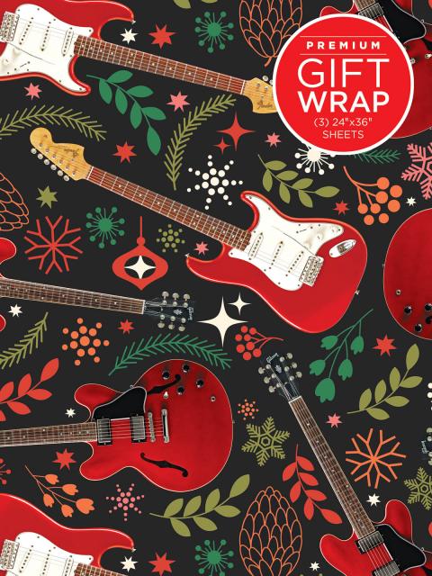 Gift Wrapping Paper Christmas Red Guitar Theme