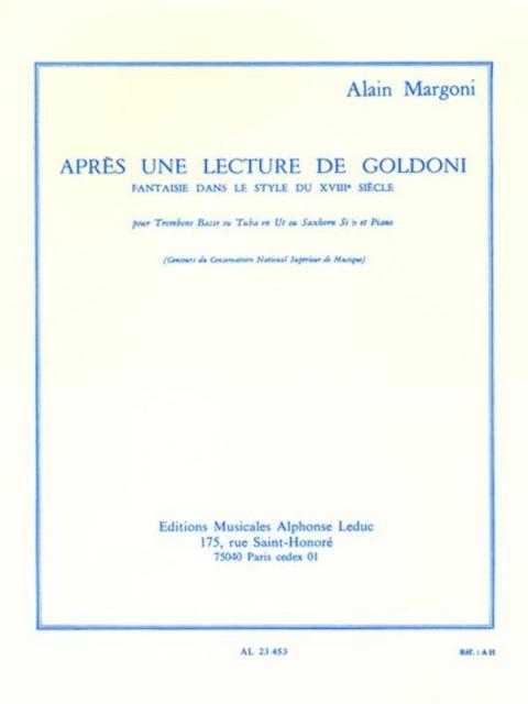 Margoni - Apres Une Lecture De Goldoni Bass Trombone/piano