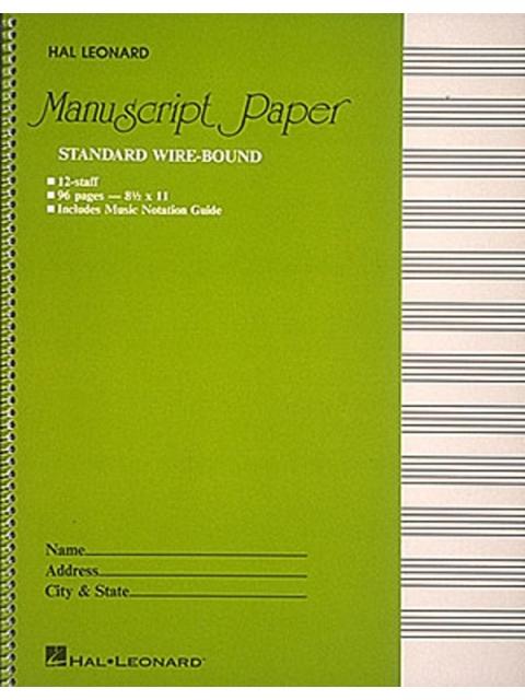 MANUSCRIPT WIREBOUND GREEN 96PP 12 STAVE