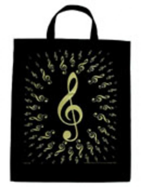 Extra Large Totebag Bursting G Clefs Black