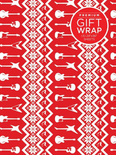 WRAPPING PAPER RED & WHITE HOLIDAY GUITAR THEME