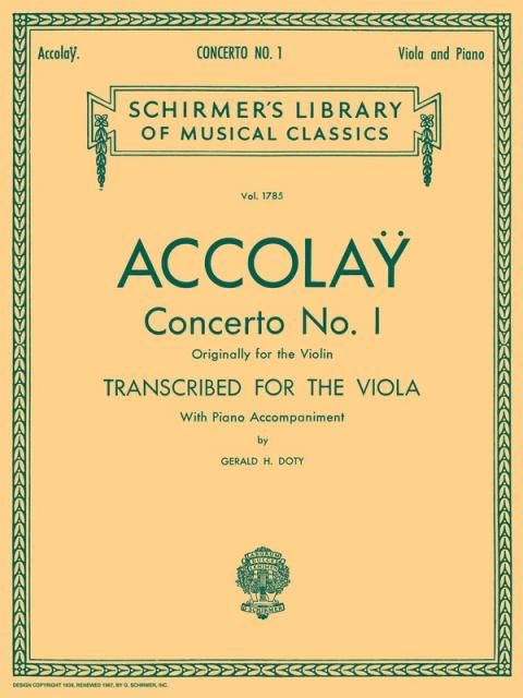 Accolay - Concerto No 1 Viola/piano