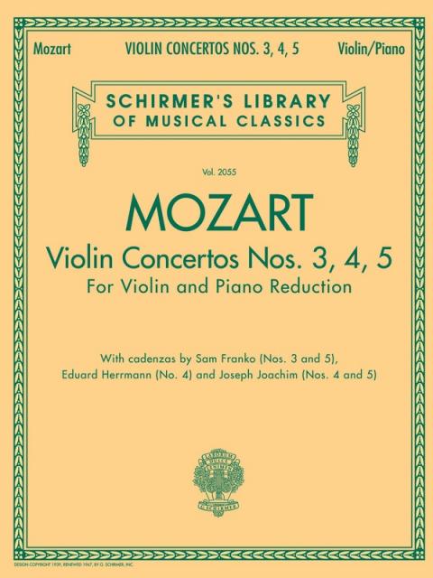 Mozart - Violin Concertos Nos 3/4/5 Violin/piano