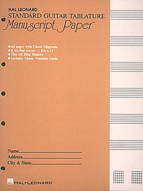 GUITAR TAB 64PG 6 X 6LINE STAVES +CHORD DIAGRAMS