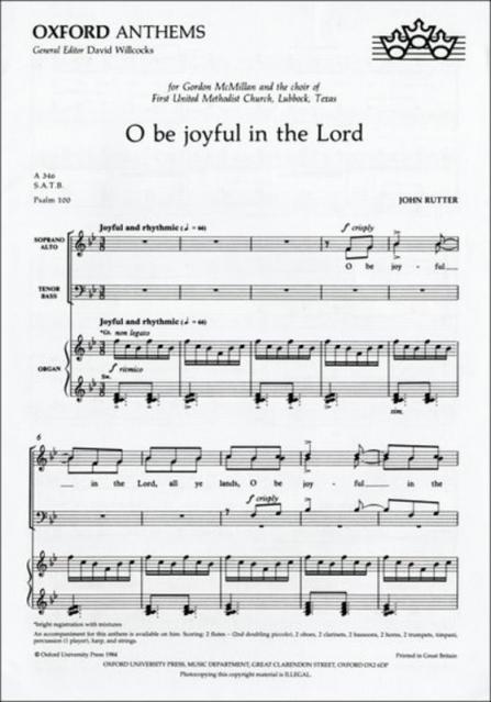 O Be Joyful In The Lord Satb/org