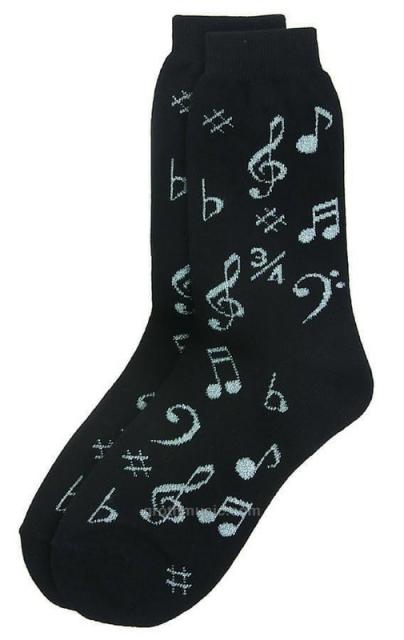 Socks Notes Black And Silver Womens