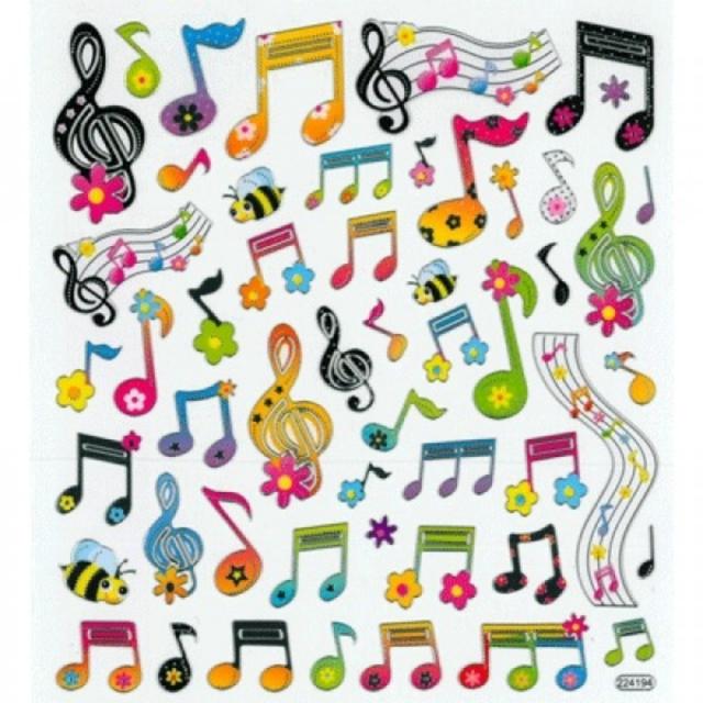 MUSIC STICKERS SHEET FLORAL NOTES