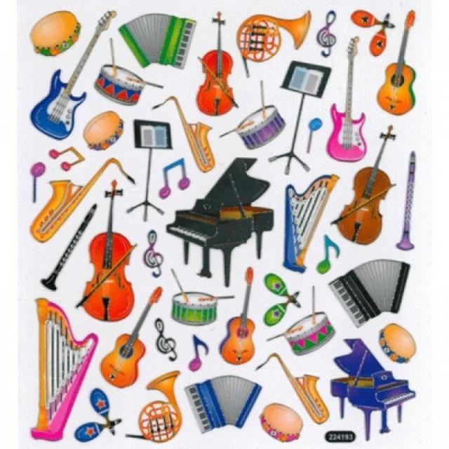 MUSIC STICKERS SHEET INSTRUMENTS