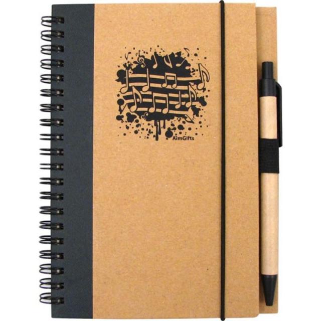 Recycled Music Notes Notebook With Pen