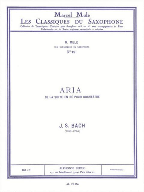 Aria From Suite In D Sax/piano