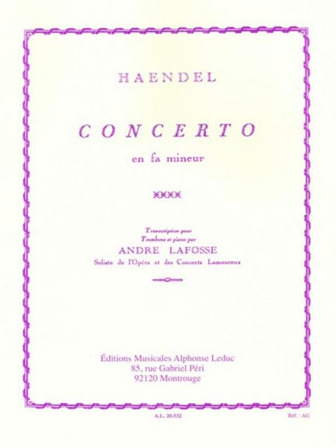 Handel - Concerto In F Minor Trombone/piano