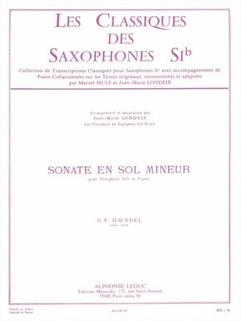 Sonata In G Minor Tenor Saxophone/piano