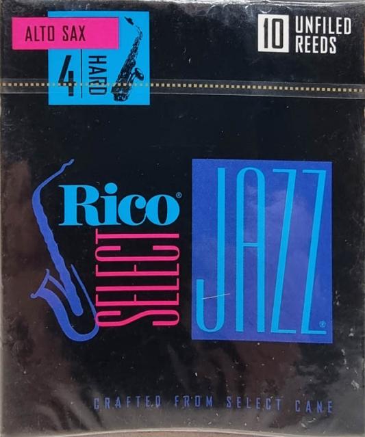 10 Rico Select Jazz Alto Sax Reeds, Strength 4 Hard Unfiled (Old Stock)