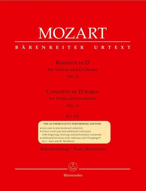 Mozart - Concerto No 2 D K 211 Violin/piano Urtext