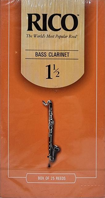 25 Rico Bass Clarinet Reeds Strength 1 1/2 (Old Packaging)