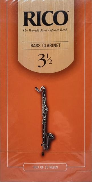 25 Rico Bass Clarinet Reeds Strength 3 1/2 (Old Packaging)