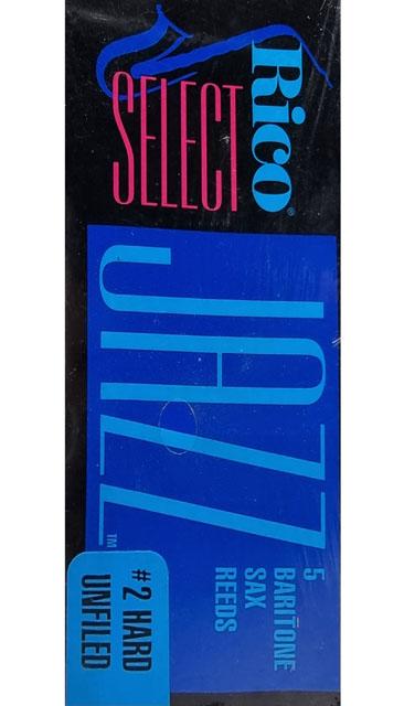 5 Rico Select Jazz Baritone Sax Reeds, Strength 2 Hard Unfiled (OLD STOCK)