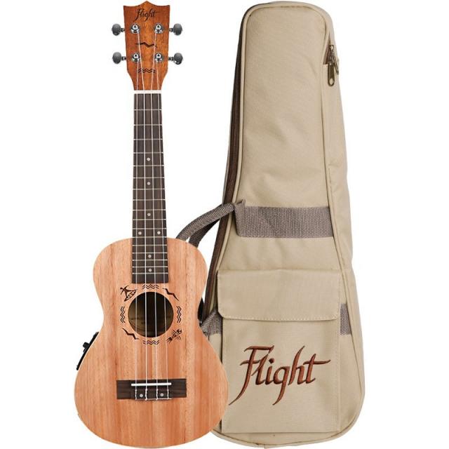 Flight DUC523 Concert Electro Mahogany Uke W/bag