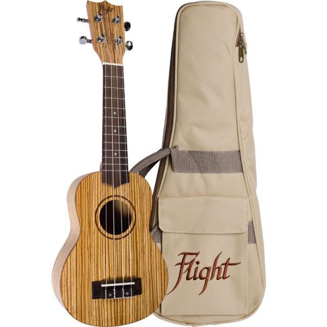 Flight DUS322 Soprano Uke Zebrawood W/bag