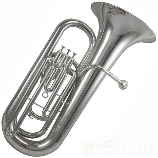 Schagerl 3-Valve 3/4 Size Eb Tuba - Silver Plated Finish.