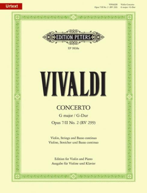 Concerto Op 7 Bk 2 No 2 G Rv 299 Vln/pno Urtext