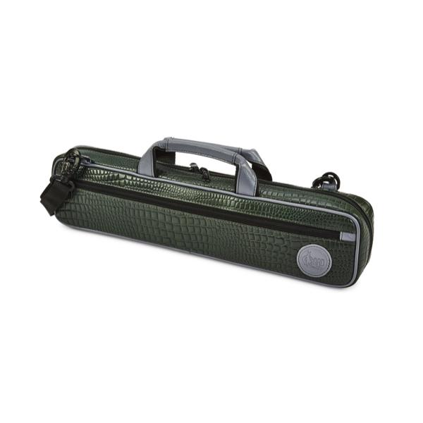 Gard 164-BELGY Single Flute Case Cover - B foot -Leather Green Gator w/ Grey Trim