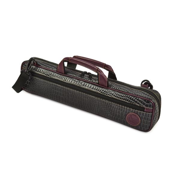 Gard 164-BELKP Single Flute Case Cover - B foot - Leather Black Gator w/ Burgundy Trim