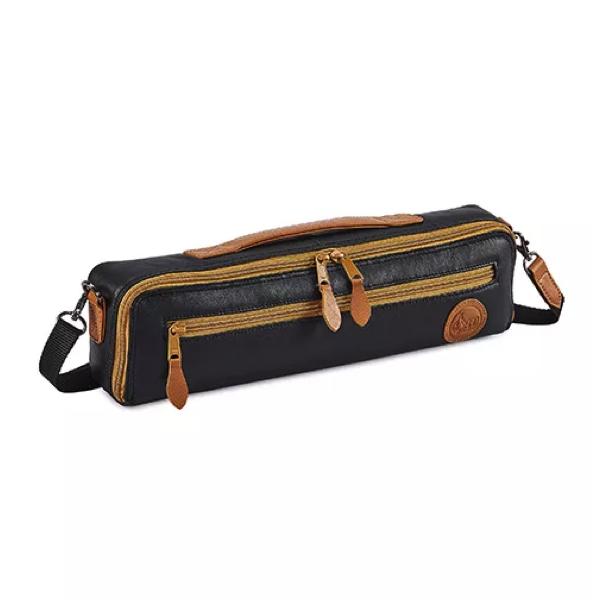 Gard 166-CDMLKLB Single Flute Case Cover - C foot - Leather Black w/ Tan Trim