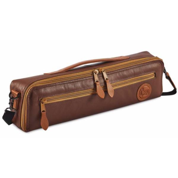 Gard 166-CDMLNLB Single Flute Case Cover - C foot - Leather Brown w/ Tan Trim