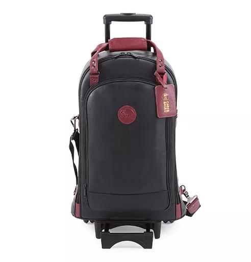 Gard 11-WBFDL BY Designer Triple Trumpet Wheelie - Black Leather with Burgundy Leather Trim