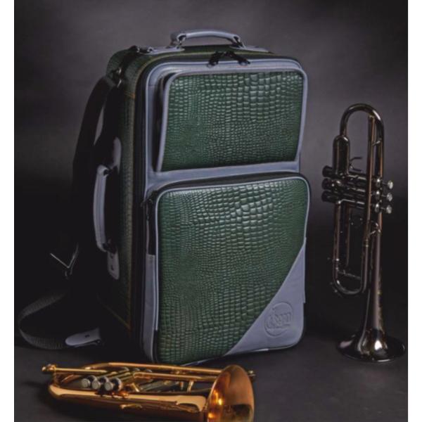 Gard 9-ECLGG Elite Compact Trumpet+Flugel Gig Bag - Leather Green Gator with Grey Trim