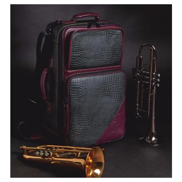 Gard 9-ECLGP Elite Compact Trumpet+Flugel Gig Bag - Leather Green Gator with Burgundy Trim