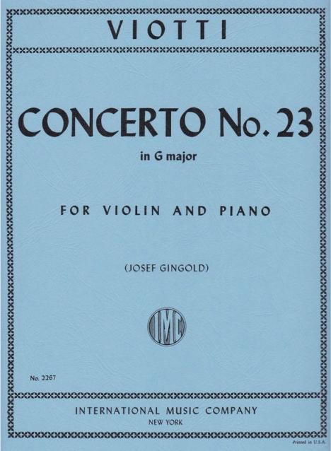 Viotti - Concerto No 23 G Violin/piano Ed Gingold