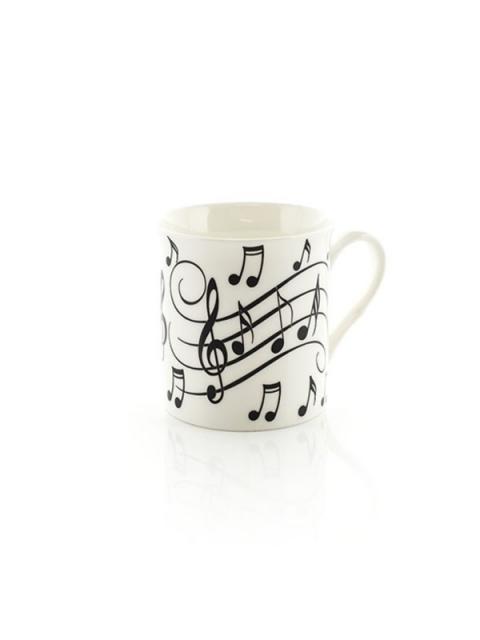 Music Notes Mug Black On White